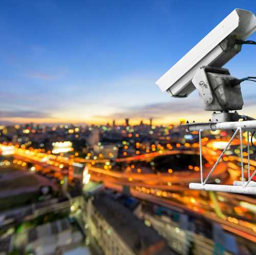 CCTV camera looking over a city